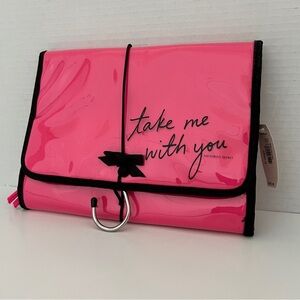 NWT Victoria's Secret Hot Pink and Black Hanging Travel Cosmetic Bag